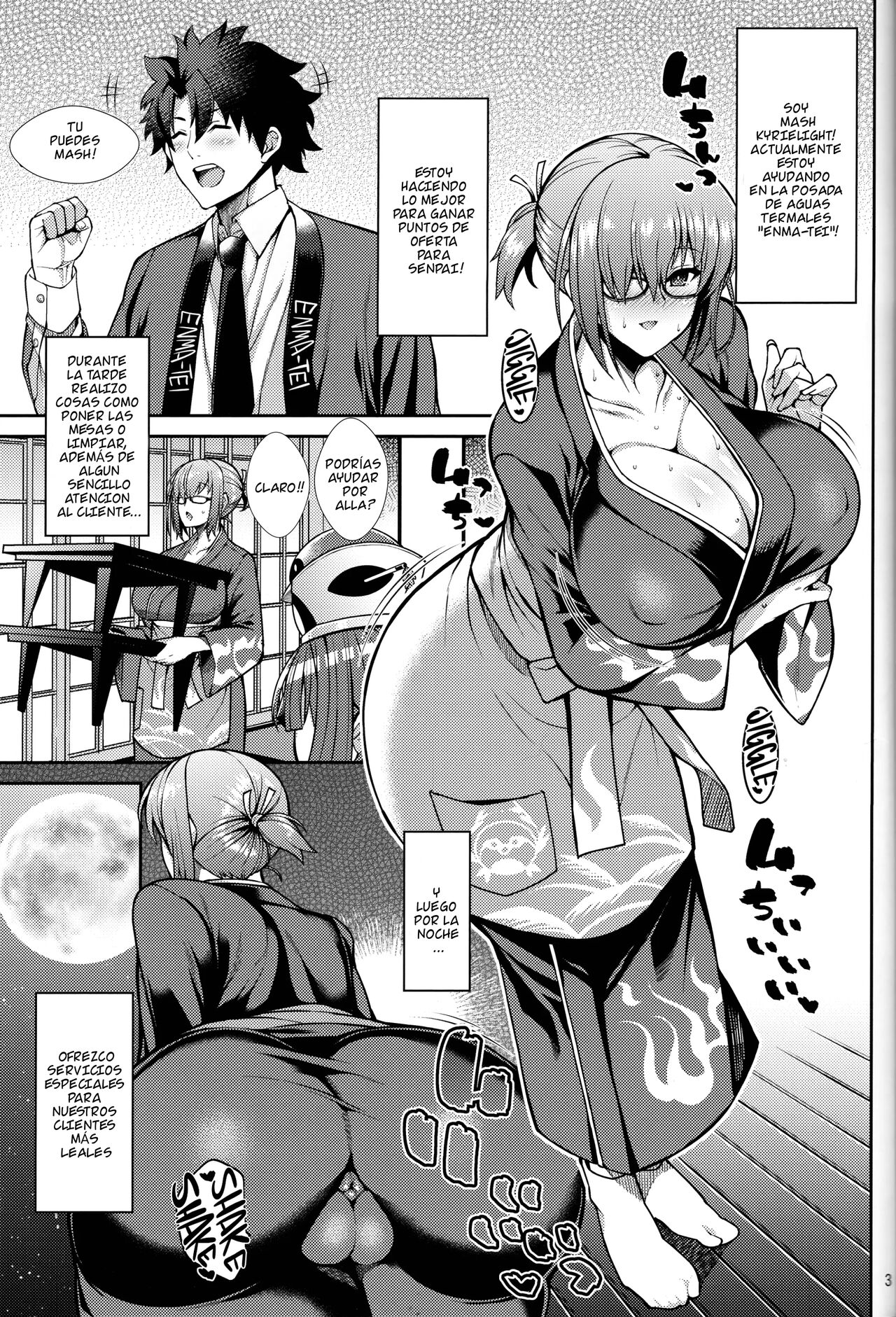 (COMIC1☆15) [Tanuking Sleep (Drachef)] Dosukebe Kouhai no Nenmaku Houshi Ryokan (Fate/Grand Order) [Spanish] image number 2