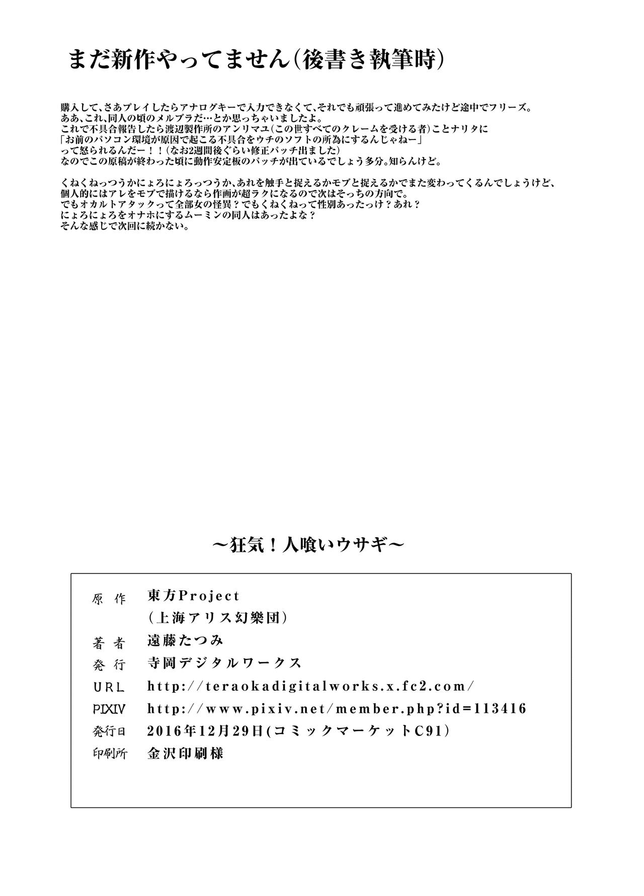 (C91) [寺岡デジタルワークス (遠藤辰己)] 狂気!人喰いウサギ (東方Project)[中国翻译] Bildnummer 22