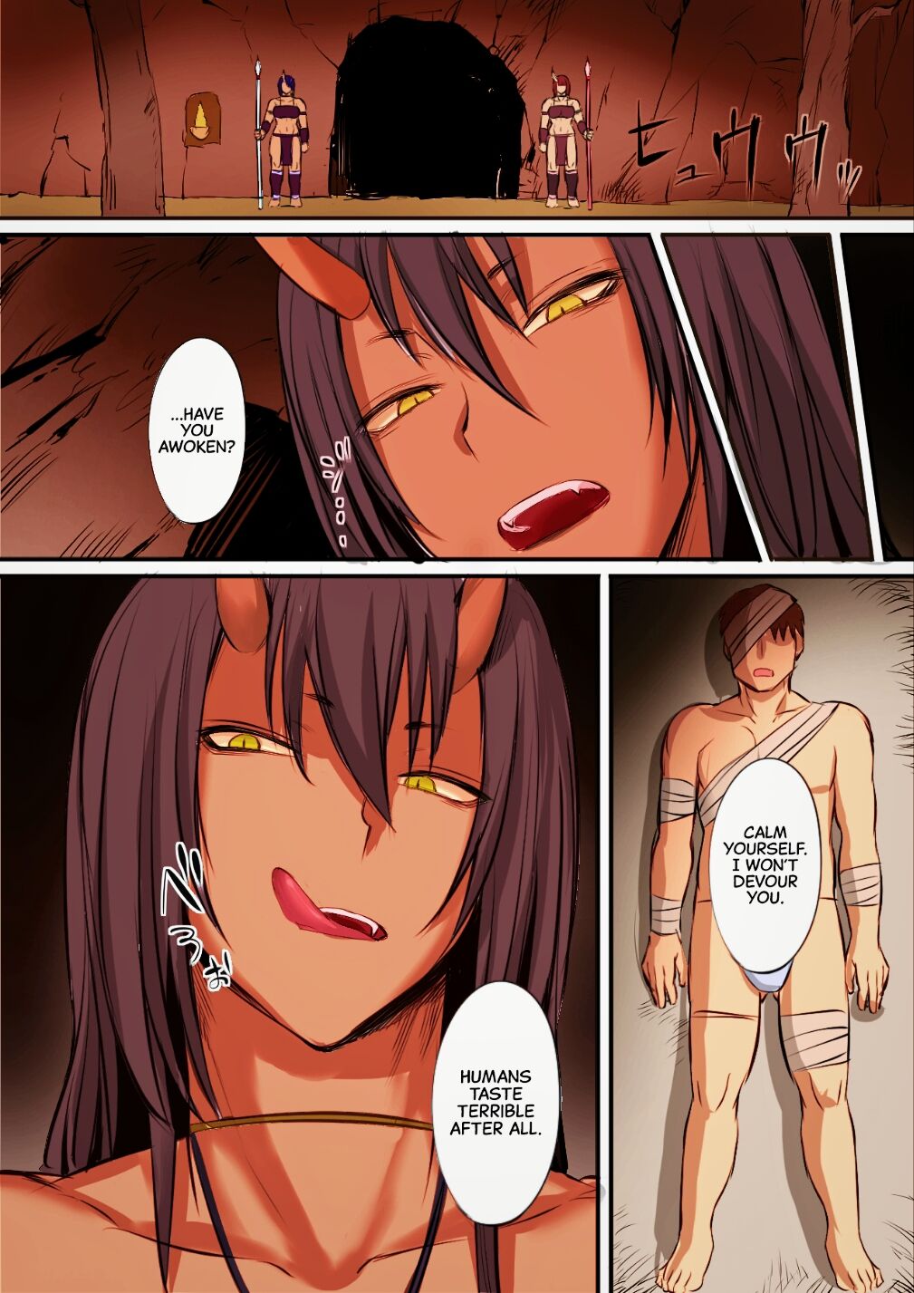 [Moburaibu] Oni ni Haiboku Shita Boukensha ga Rachi Sarete Kozukuri Suru Hanashi | A Story About How An Adventurer Who Was Beaten By An Oni Got Captured To Make Babies [English] [CulturedCommissions](colored） изображение № 3