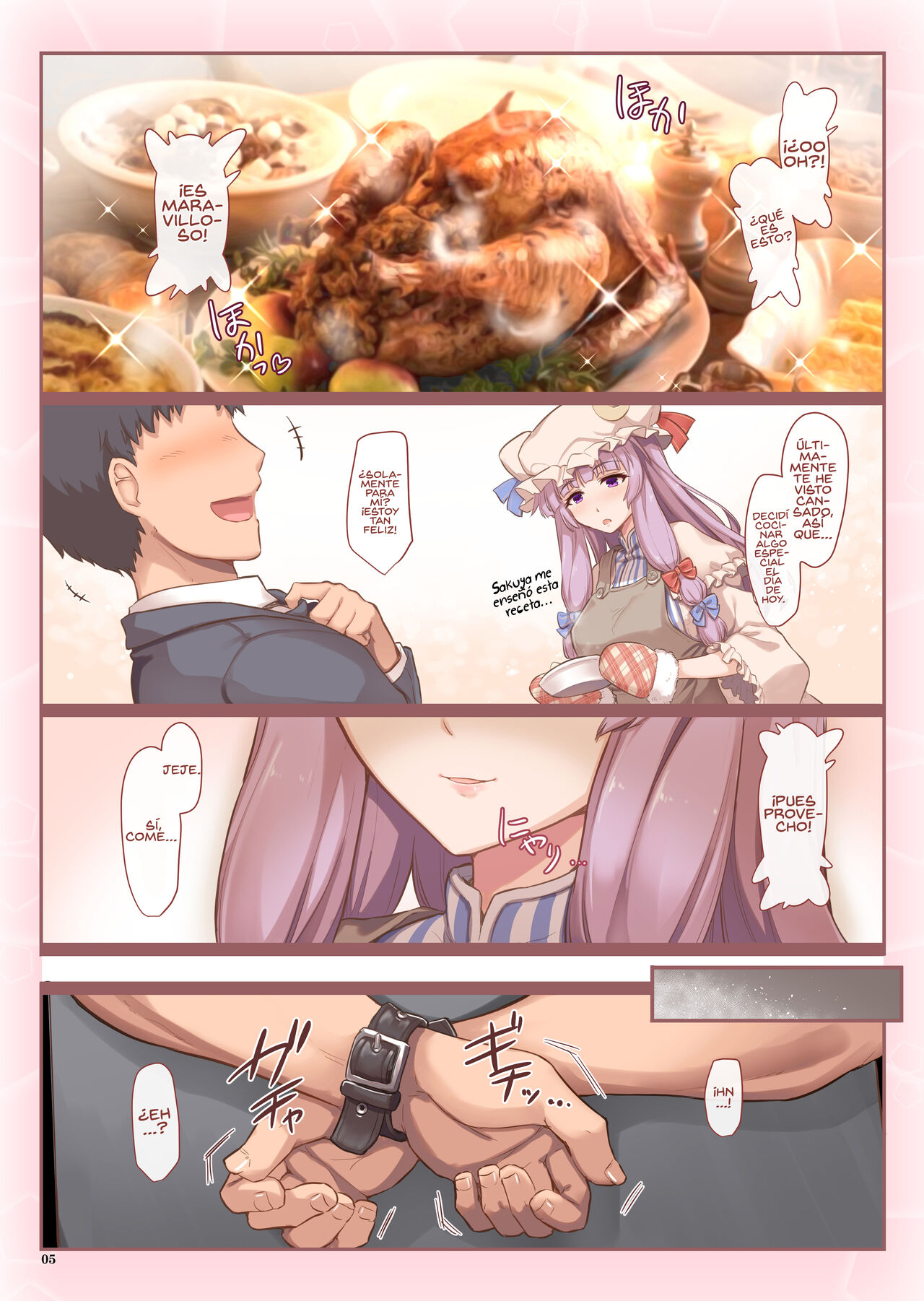 [Shimoyakedou (Ouma Tokiichi)] Shinkon Patchouli wa Manzoku Dekinai (Touhou Project) [Spanish] [Rakuen Translations] [Digital] image number 4