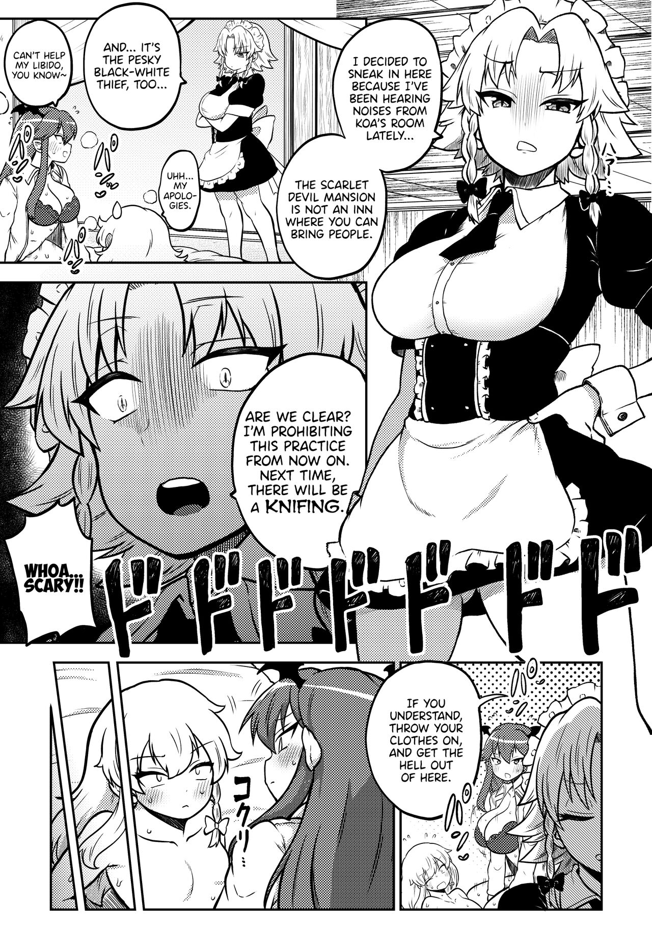 [Shoujo Rakugakichuu (Himajin no Izu)] Zetsurin Marisa to Koakuma to Sakuya (Touhou Project) [English] [DKKMD Translations] 图片编号 1
