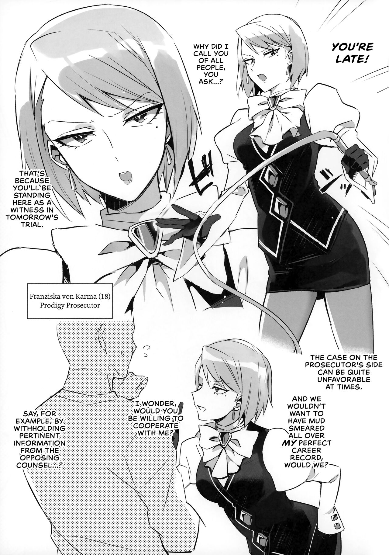 (C99) [Messzylinder (Yuma)] Futanari Mei-Chan Ni Horaretai Hitomuke Hon | A Book For People Wanting to be Dicked Down by a Futanari Franziska (Ace Attorney) [English] [head empty] Bildnummer 3