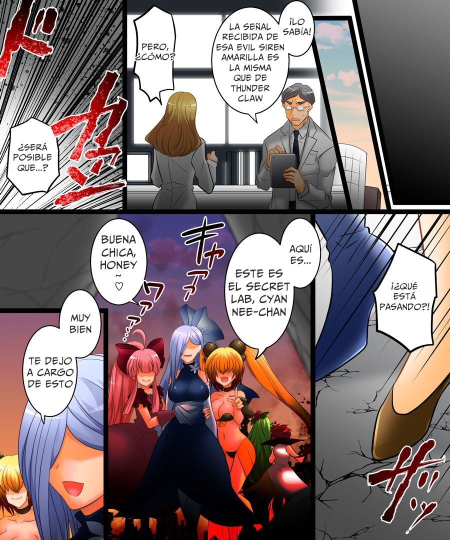 [Amuai Okashi Seisakusho (Matsuzono)] Seigi no Jinrai Thunder Crow ~Aku no Shimai no Imouto e to Ochiru Hero~ [Spanish] [GenderBender Scans] image number 32