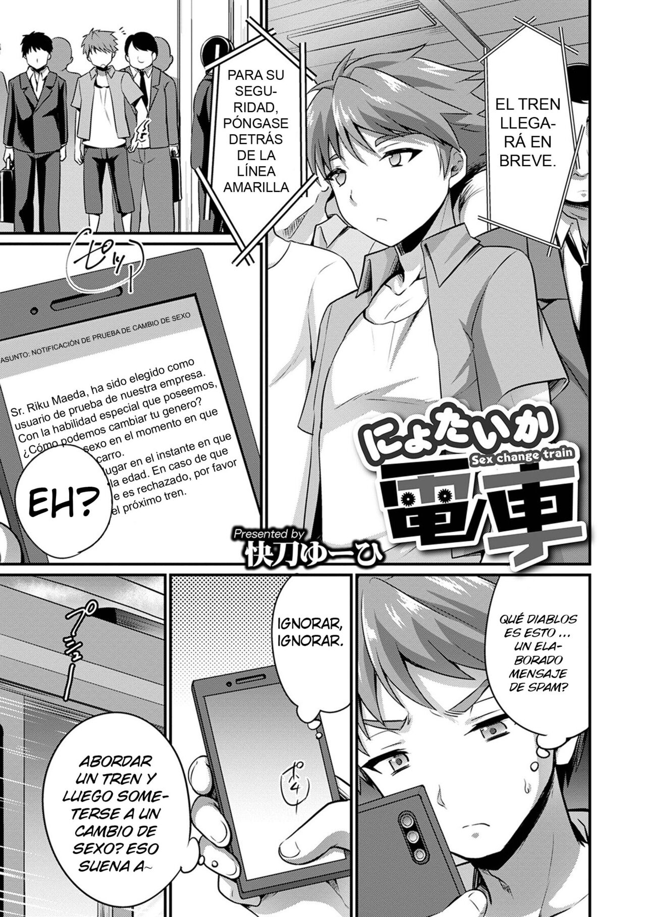 [Kaitou Yuuhi] Nyotaika Densha - Sex change train (WEB Ban Mesuiki!! Nyotaika Yuugi Vol.07) [Spanish] [GenderBender Scans] image number 1