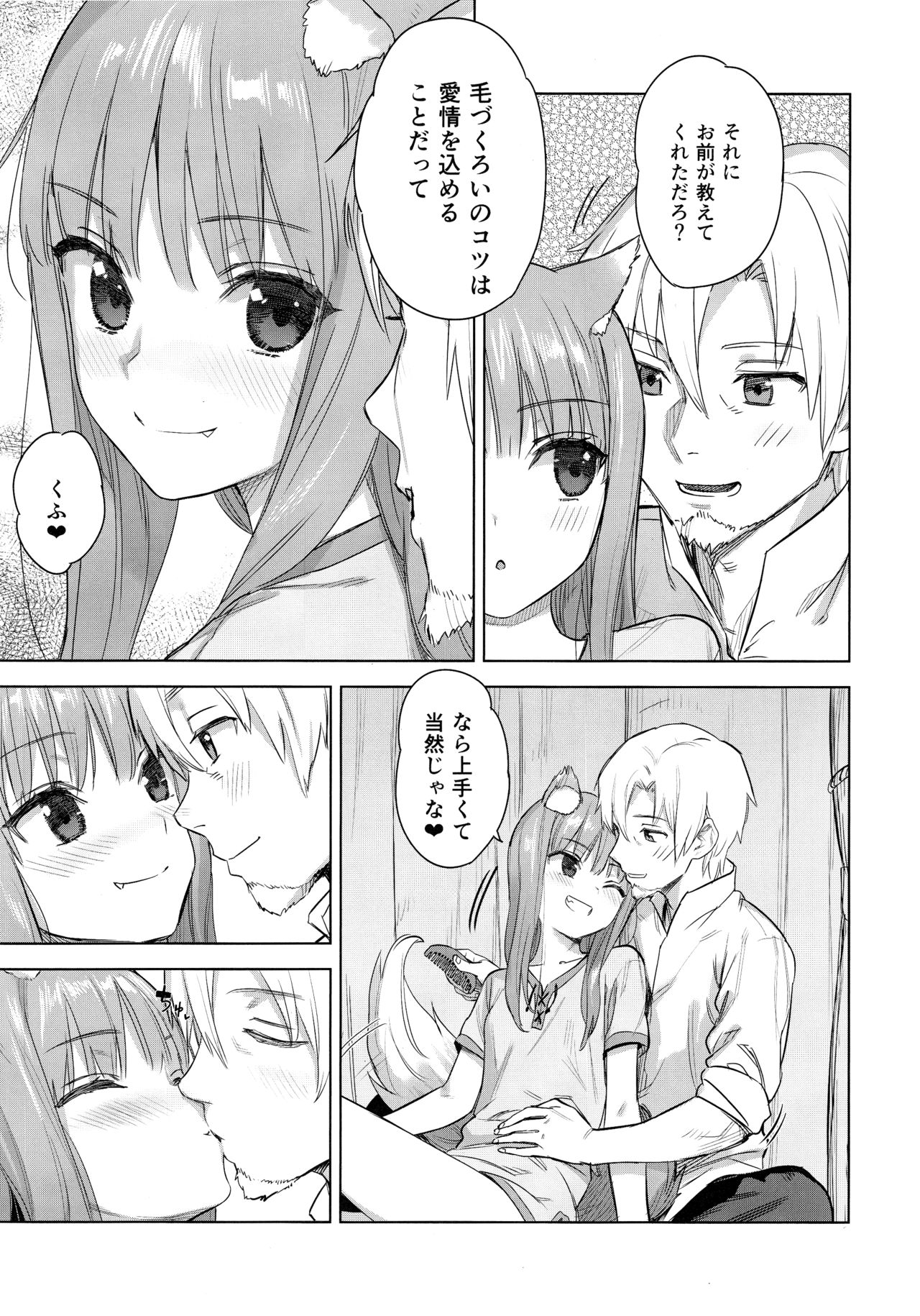 (C96) [Ajisaidenden (Kawakami Rokkaku, Takanashi Rei)] Wacchi to Shippori Kezukuroi Bon (Spice and Wolf) image number 4