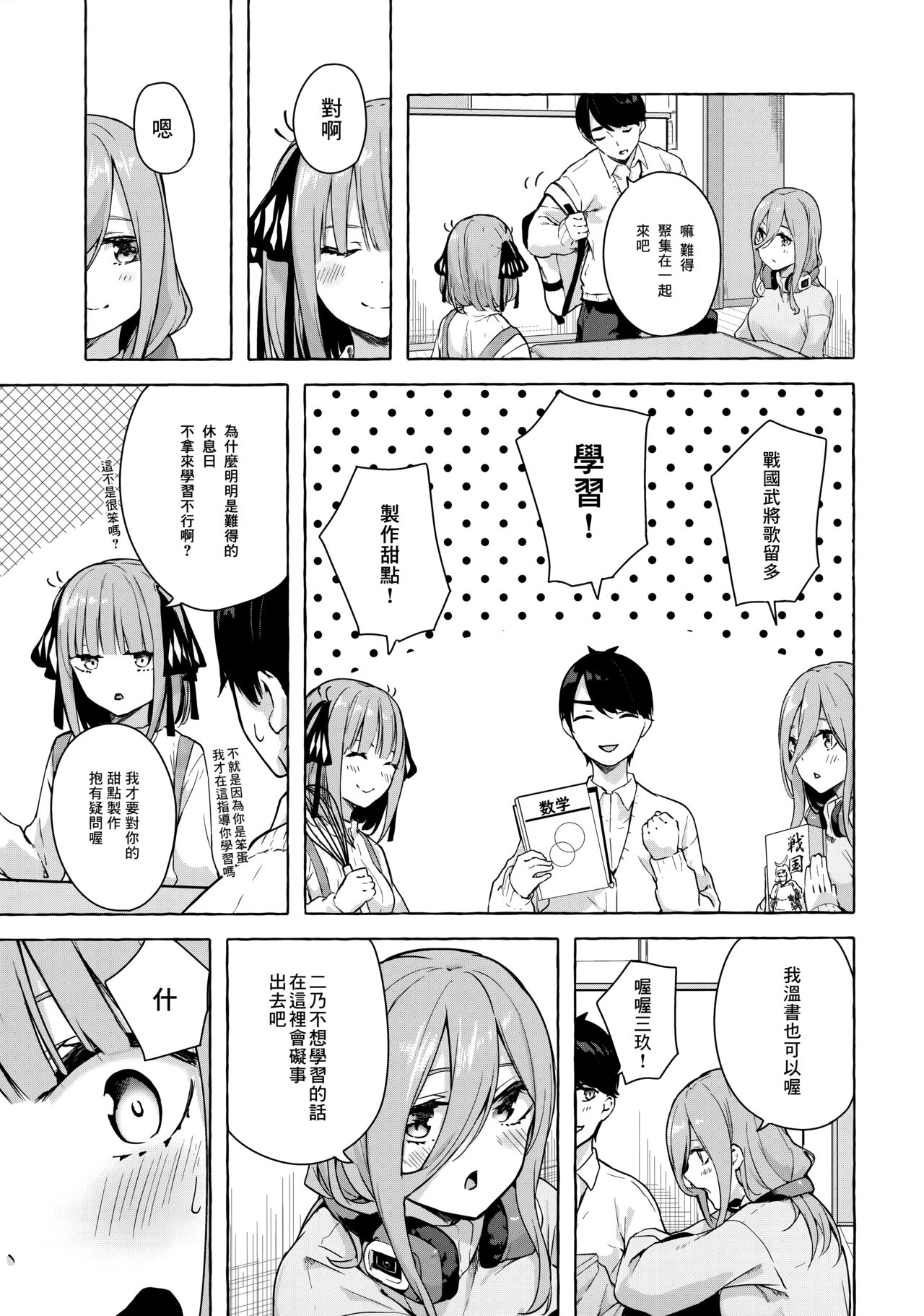 (C99) [Sawaraya Shoten (Sahara Gensei)] Nitoubun de Ii yo ne (Gotoubun no Hanayome) [Chinese] [個人渣翻] image number 4