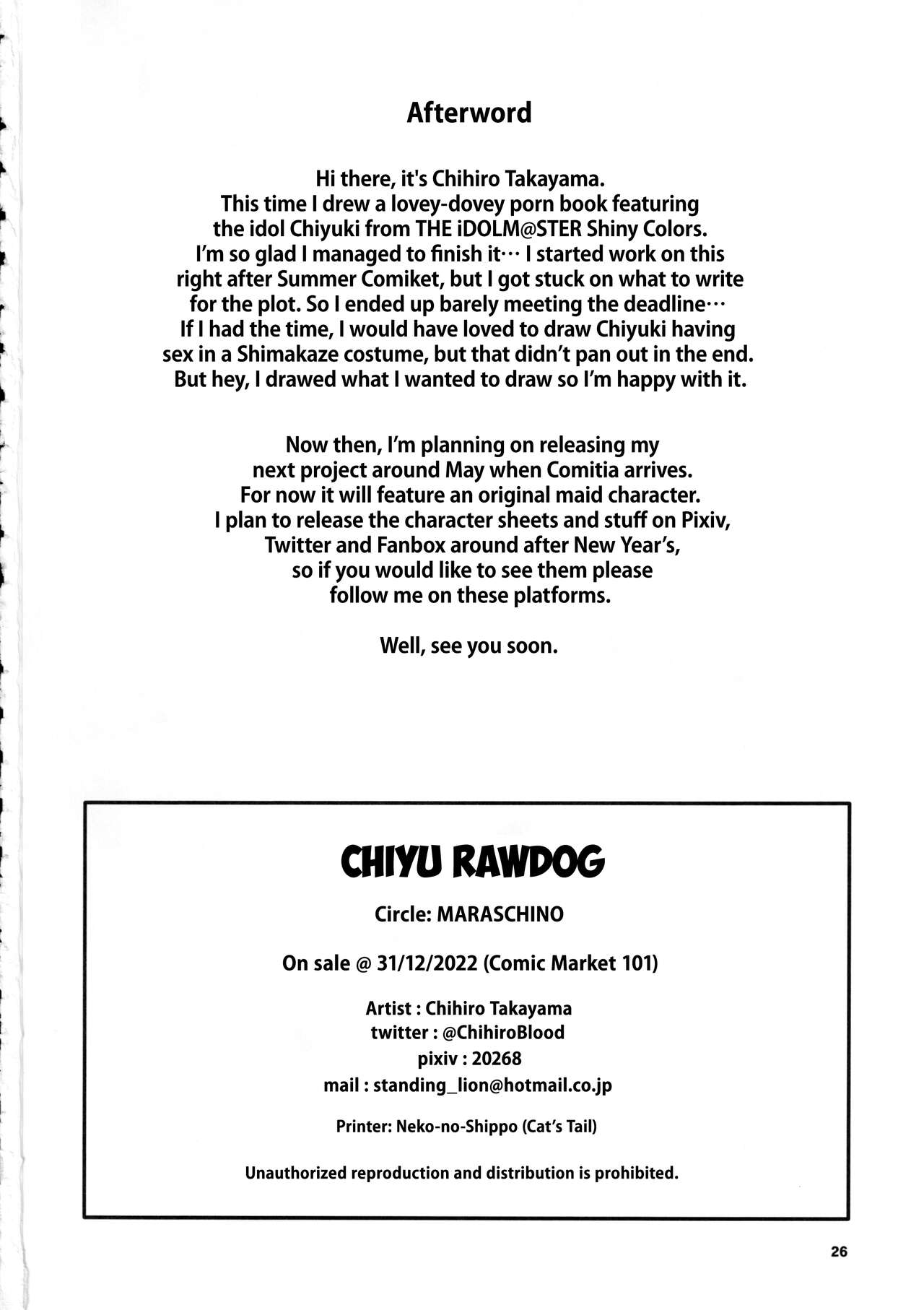 (C101) [MARASCHINO (Takayama Chihiro)] Nama Chiyu | Chiyu Rawdog (THE iDOLM@STER: Shiny Colors) [English] [Gorillagag] numero di immagine  25