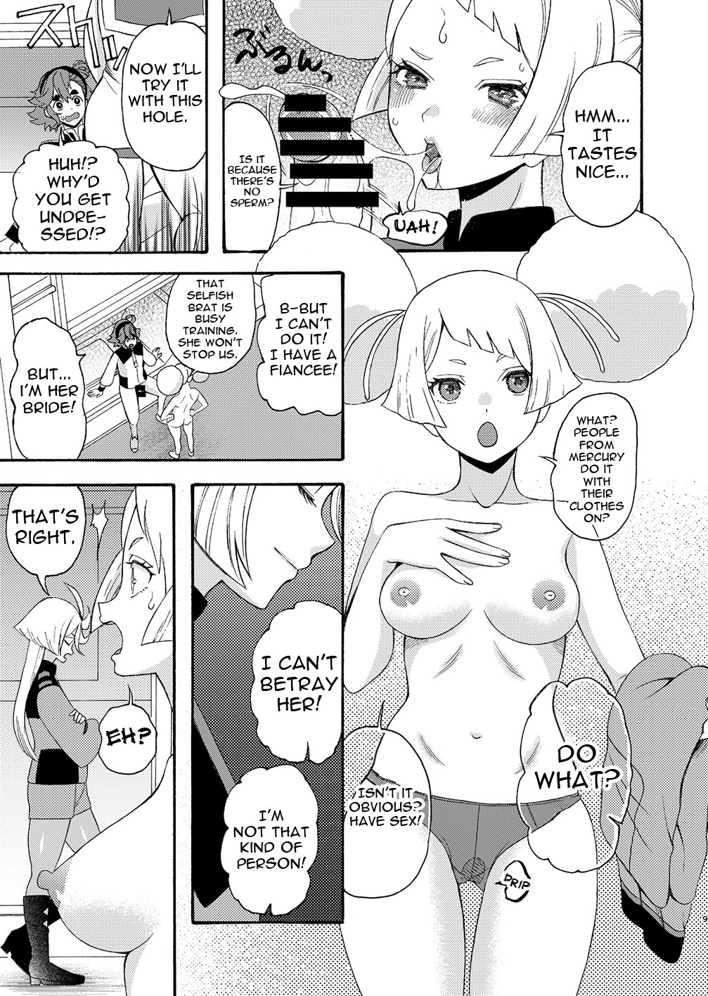 [KNIFE EDGE (Hoshitsuki Neon.)] Majo Ku Kisetsu ni Otome wa Tsuibamu | Picking At a Young Woman During Witch Eating Season (Gundam The Witch from Mercury) [English] {Doujins.com} [Digital] imagen número 9