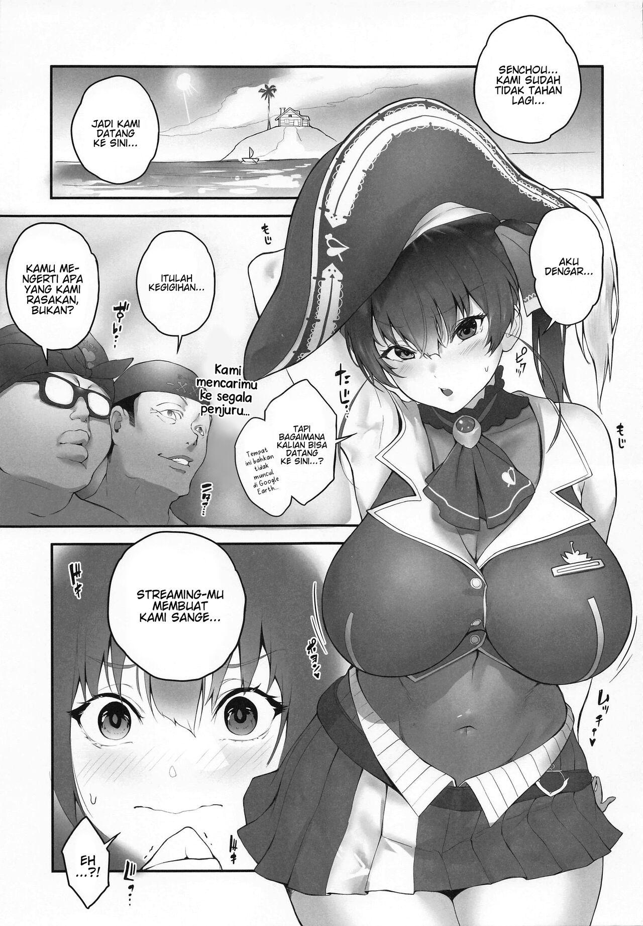 (COMIC1☆20) [Kachiwari Jikkenshitsu (Shino)] Senchou Orera Kichaimashita | Senchou, Kami Datang ke Sini! (Houshou Marine) [Indonesian] [Hoshi no Oku] numero di immagine  4