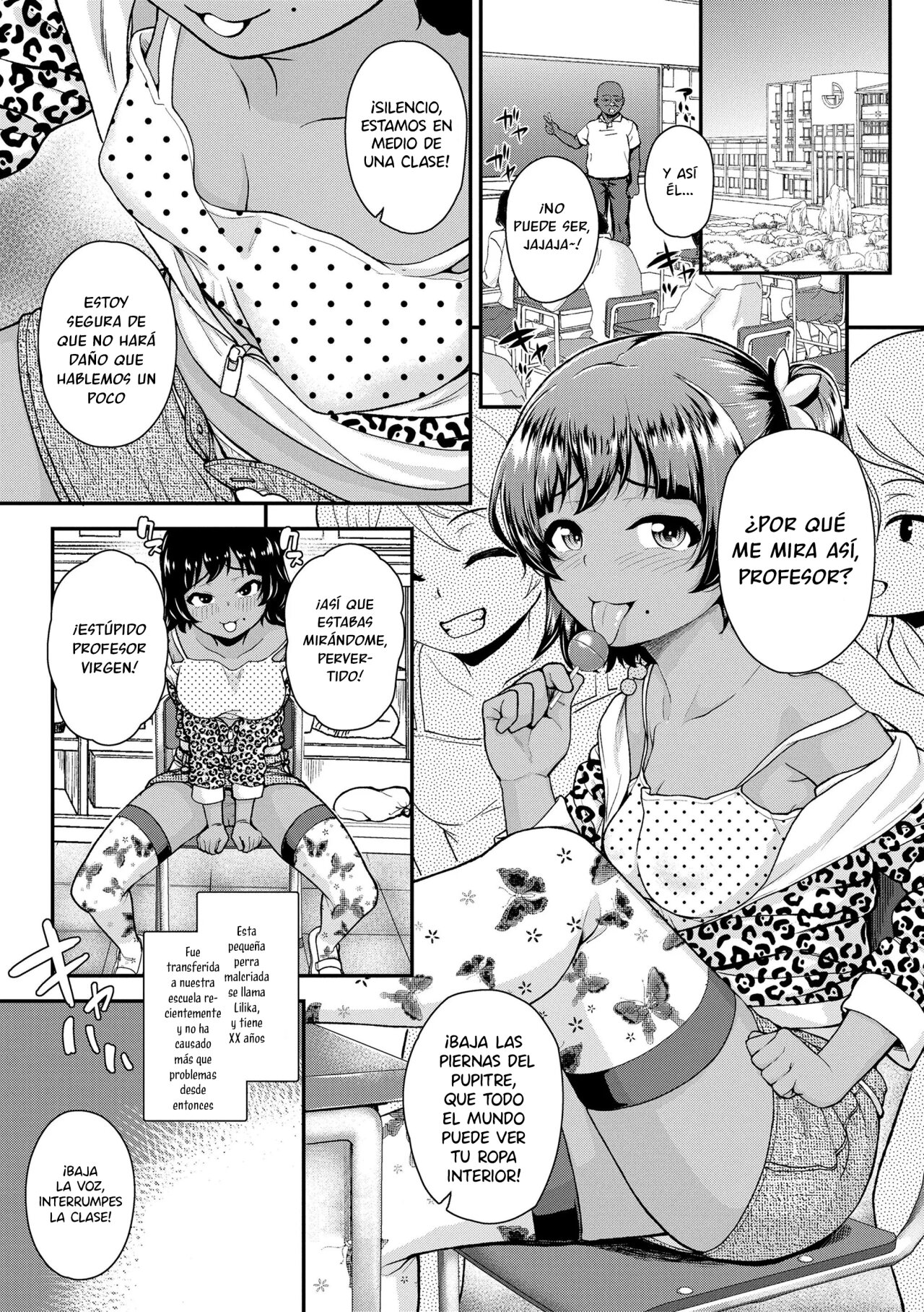 [Hikoma Hiroyuki] Bicchi na Mesugaki Tenkousei (Gouin ni Kusogaki Mesuana Dochutte Mita (Wara)) [Spanish] [Dark Nebulus] [Digital] image number 1