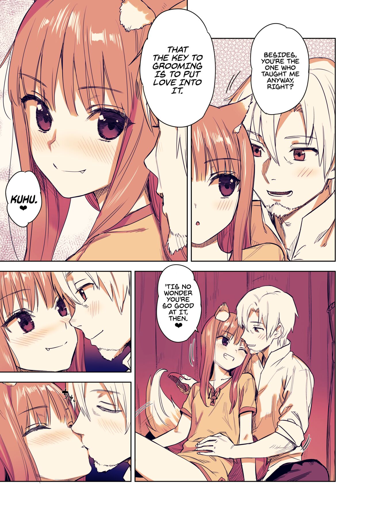 [Ajisaidenden (Kawakami Rokkaku, Takanashi Rei)] Wacchi to Shippori Kezukuroi Hon | Affectionate Grooming With Me (Spice and Wolf) [English] [Von] [Decensored] [Digital] 图片编号 4
