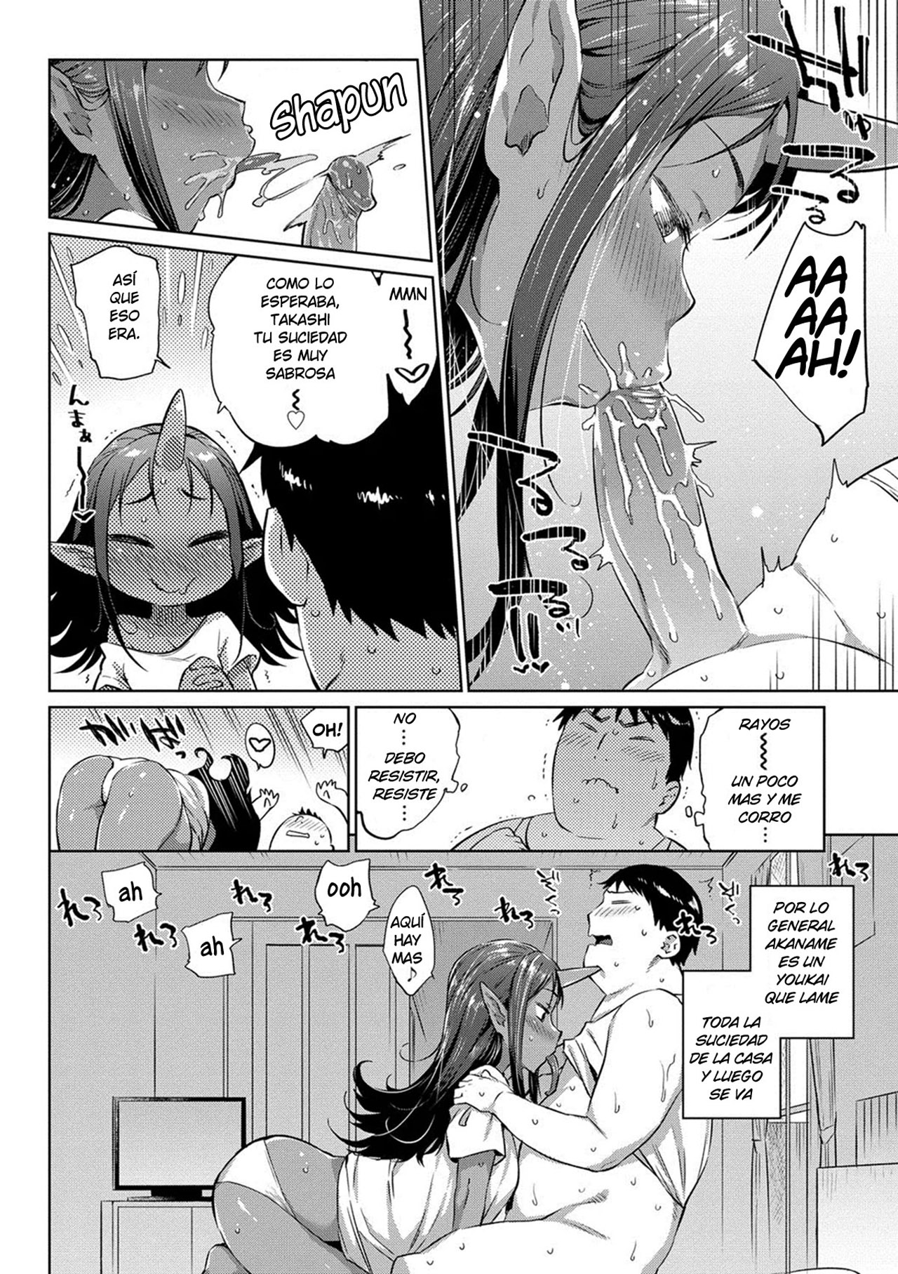 [Mizone] Asedaku Otoko to Akaname-san | El Hombre Sudoroso Y Akaname-san (Bakemono Ecchi) [Spanish] [Harenchi no Fansub] [Decensored] 4eme image