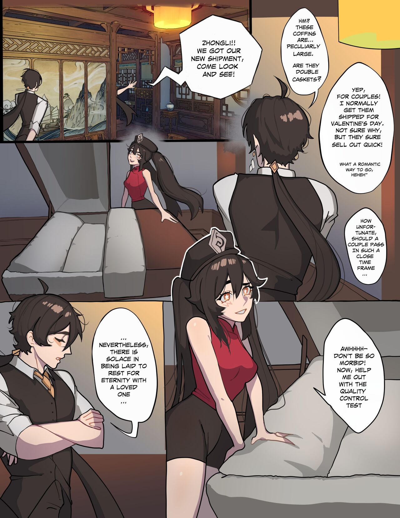 [creamboyo] Nailed In The Coffin + bonus Lawson Hu Tao x Zhongli scenes (Genshin Impact) [English] image number 3