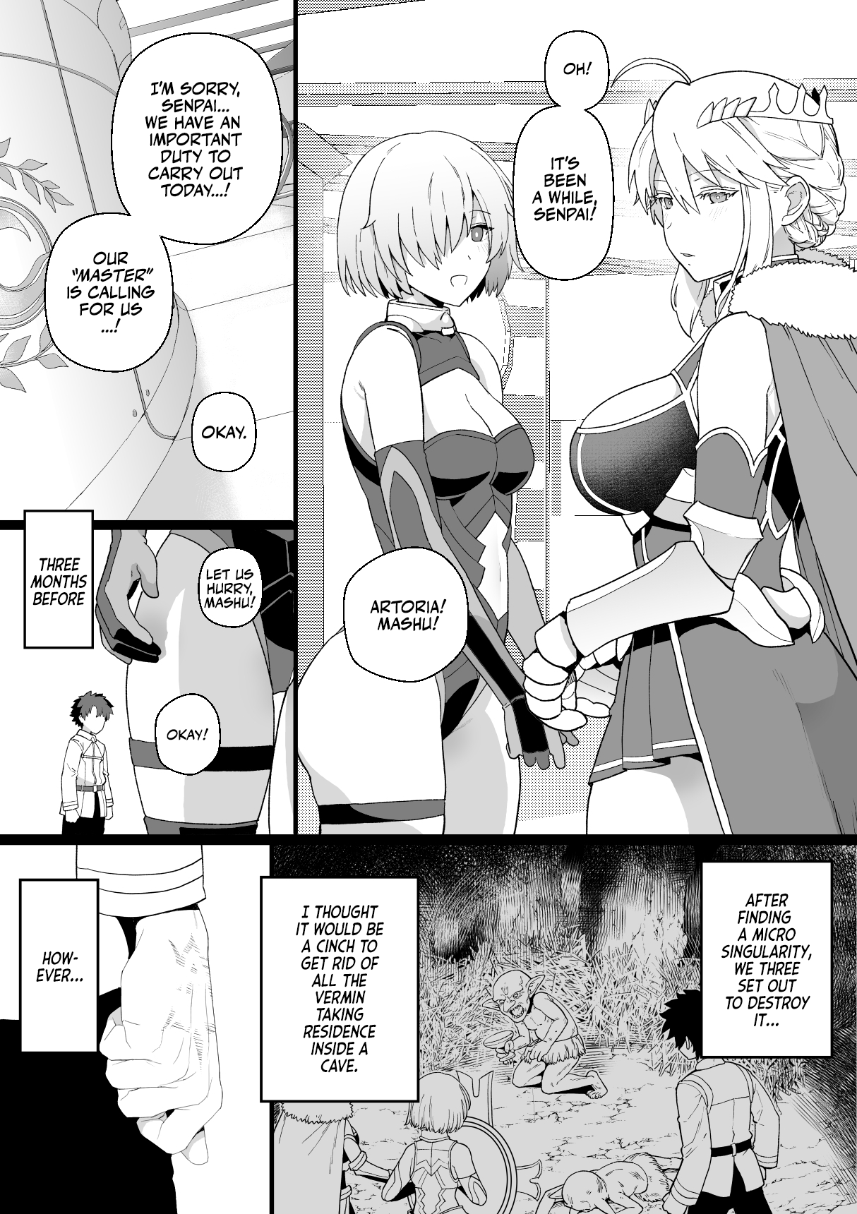 [Mo] Artoria to Mash, Goblin Kan Manga (Fate/Grand Order) | Artoria and Mashu Violated by a Goblin! [English] [Team Rabu2] imagen número 1
