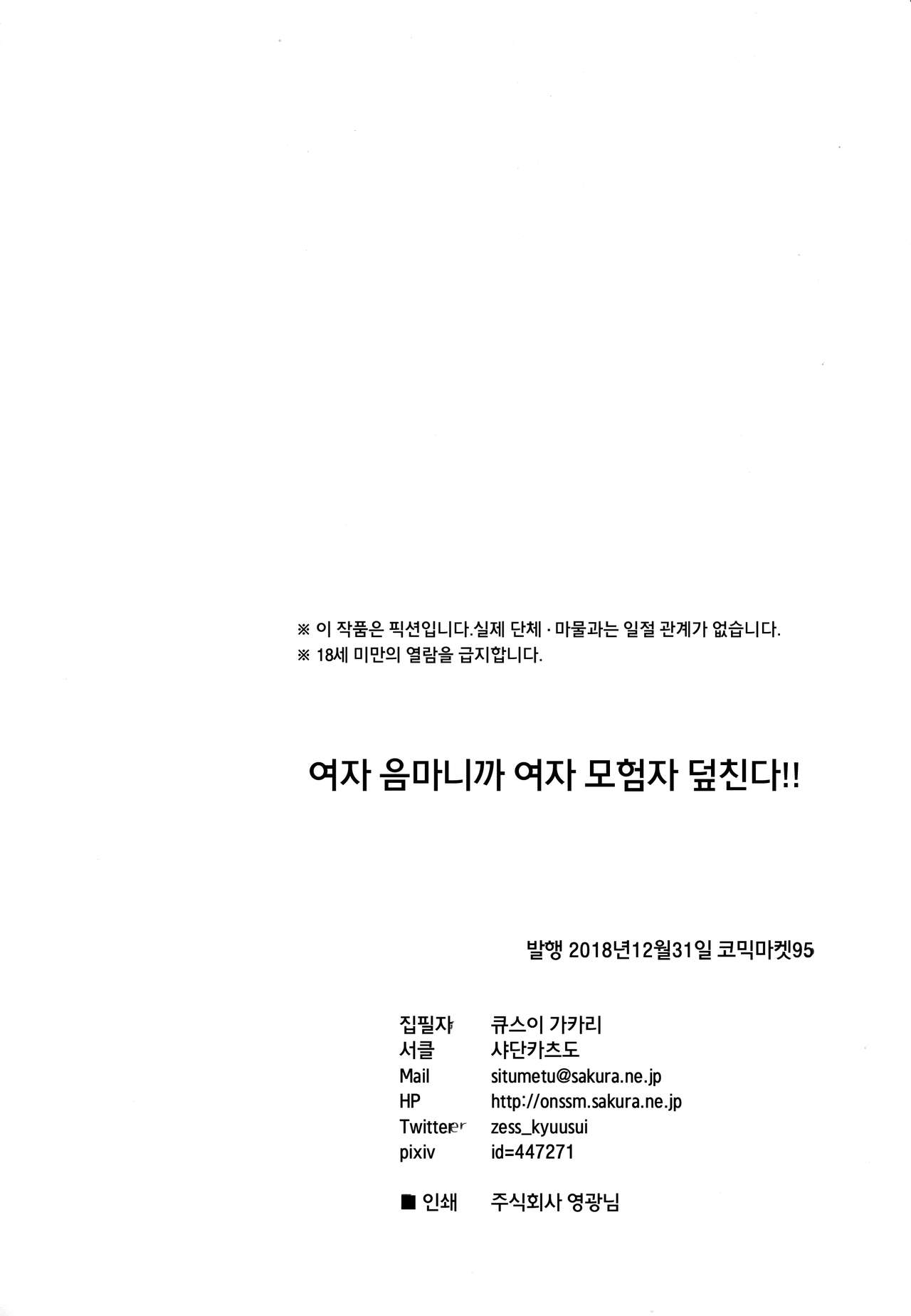 [Shadan Katsudoh (Kyuusuikei)] Onna Inma dakara Onna Boukensha Osou ne!! | 여자 음마니까 여자 모험자 덮친다!! [Korean] [팀 인생무상] [Digital] изображение № 29