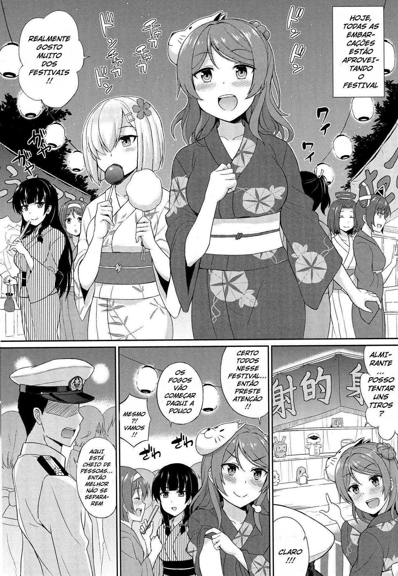 (C89) [Kaki no Tane (Summer)] Yukata no Futari, Docchi o Erabu? (Kantai Collection -KanColle-) [Portuguese-BR] 이미지 번호 2