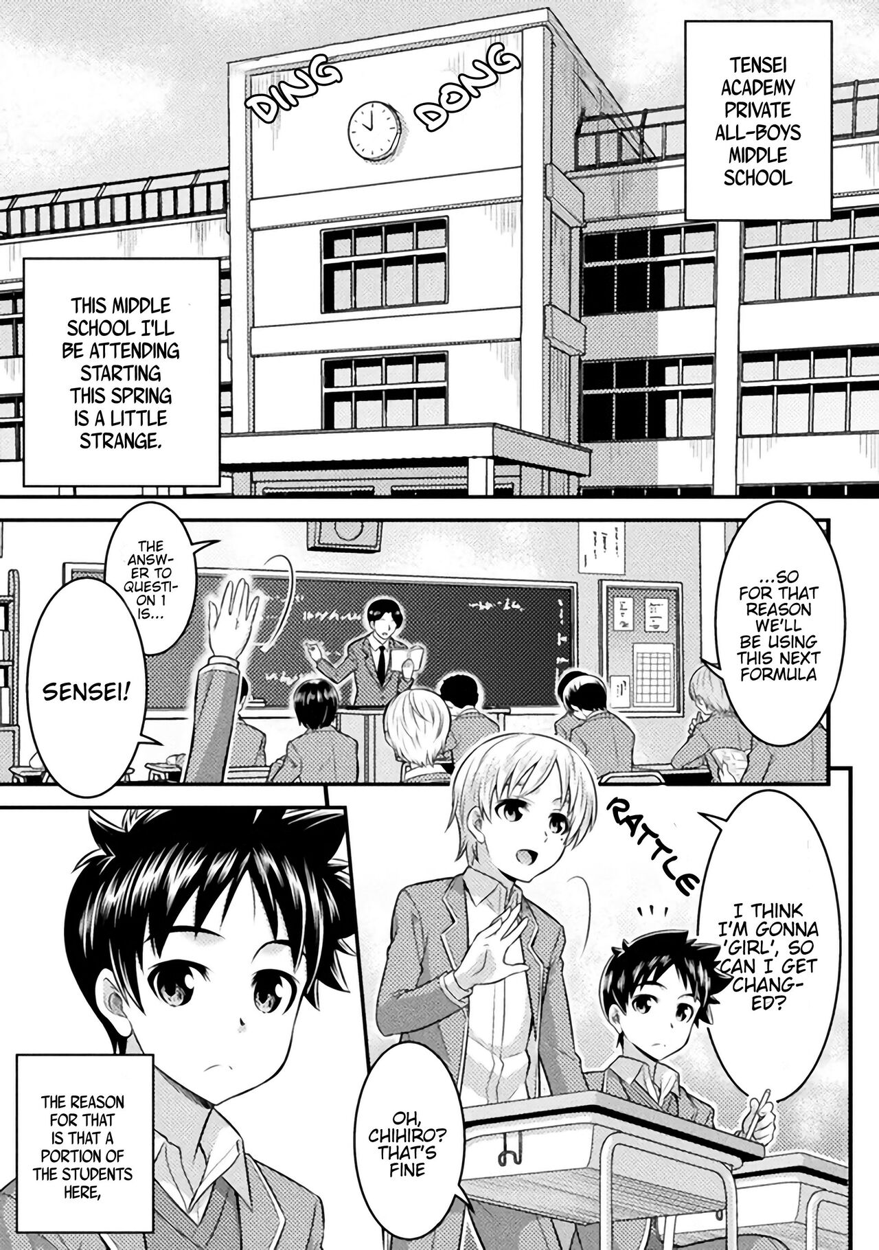 [Kaneko Naoya] Ch. 1 Osananajimi wa Hybrid (TS gakuen no nichijo 1) [English] [Digital] image number 1