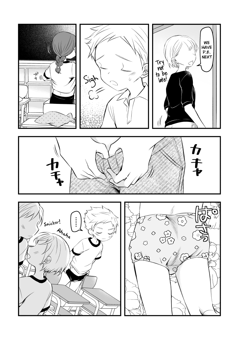 [Hirota Shimaguni] Joshi kara Danshi Toilet ni Ikasete Moraezu Omorashi Shichau | Girls Wouldn't Let Me Use the Boys Toilet So I Wet My Pants [English] {Chin²} image number 1