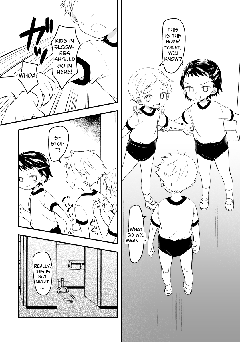 [Hirota Shimaguni] Joshi kara Danshi Toilet ni Ikasete Moraezu Omorashi Shichau | Girls Wouldn't Let Me Use the Boys Toilet So I Wet My Pants [English] {Chin²} image number 3