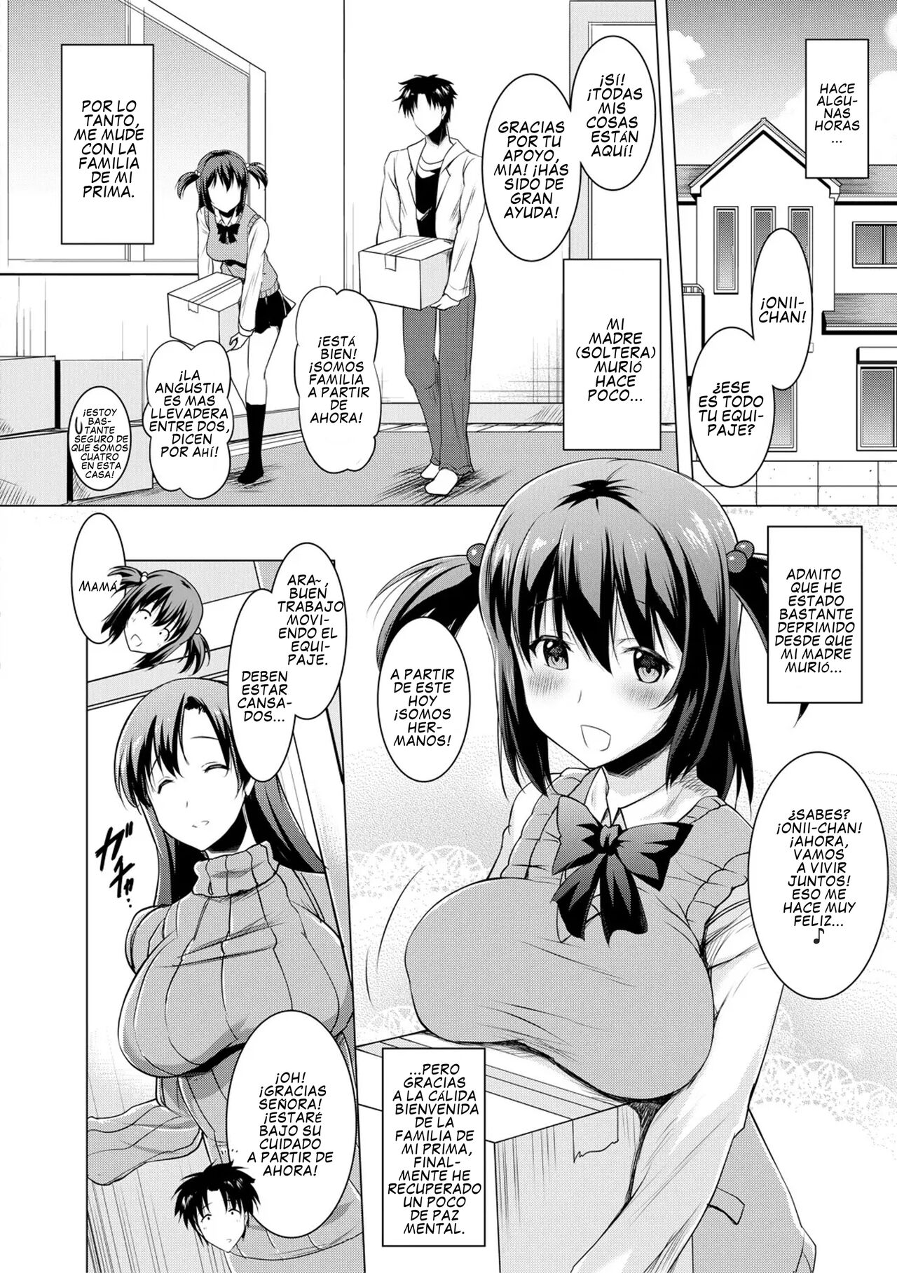 I Can't Live Without My Little Sister's Tongue Chapter 01-02 + Secret Baby-making Sex with a Big-titted Mother and Daughter! (Kyonyuu Oyako no Shita to Shikyuu ni Renzoku Shasei)  [Spanish] Bildnummer 4