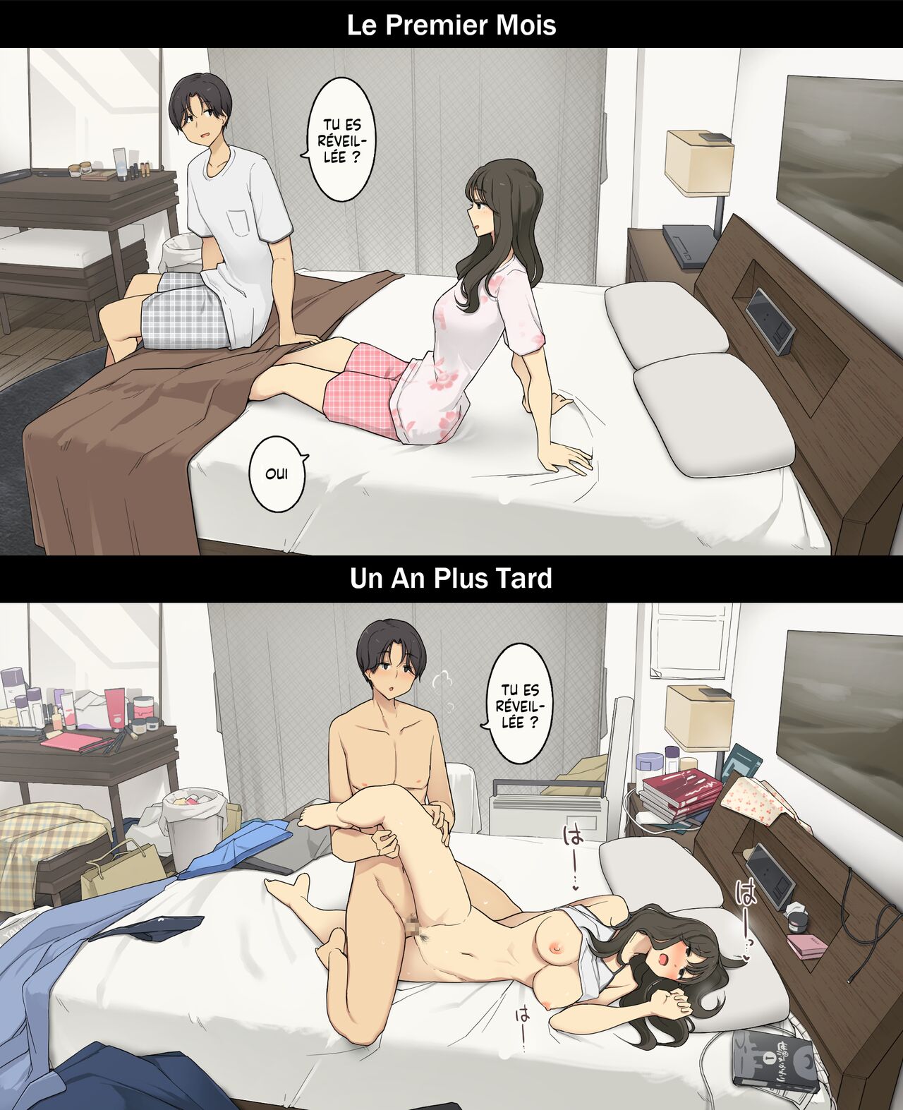 [Wakamatsu] A Day in the Life of a Couple: Their First Month Living Together vs. One Year Later | Une journée dans la vie d'un couple : Premier mois vs un an plus tard [French] [Histoire d'Hentai] 5eme image
