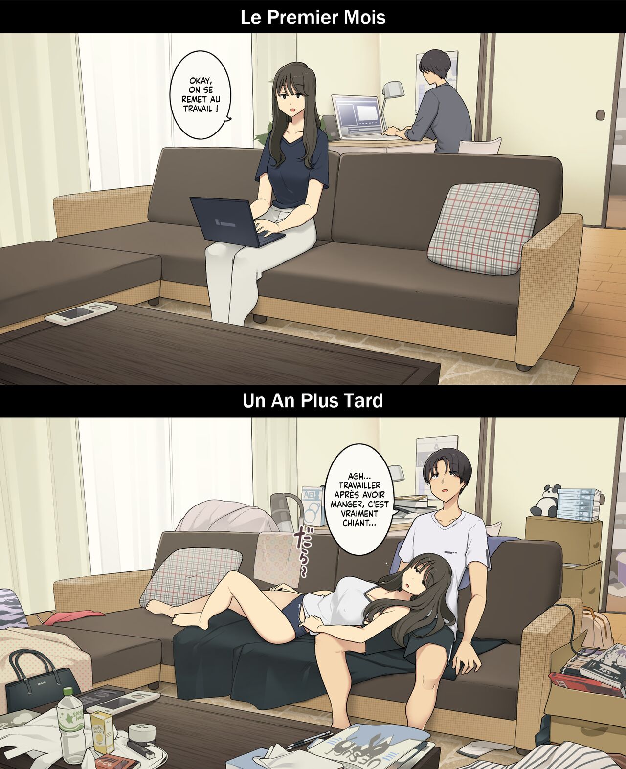 [Wakamatsu] A Day in the Life of a Couple: Their First Month Living Together vs. One Year Later | Une journée dans la vie d'un couple : Premier mois vs un an plus tard [French] [Histoire d'Hentai] 9eme image