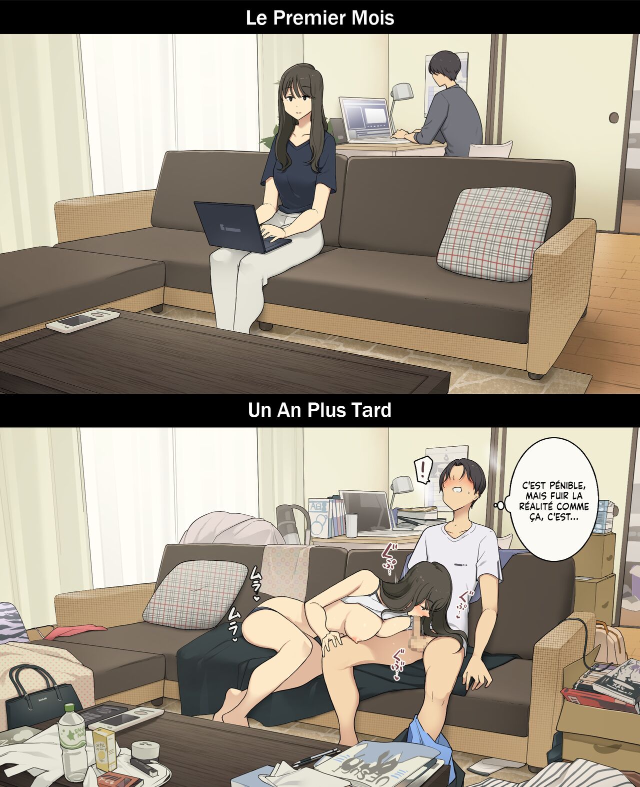 [Wakamatsu] A Day in the Life of a Couple: Their First Month Living Together vs. One Year Later | Une journée dans la vie d'un couple : Premier mois vs un an plus tard [French] [Histoire d'Hentai] 10eme image