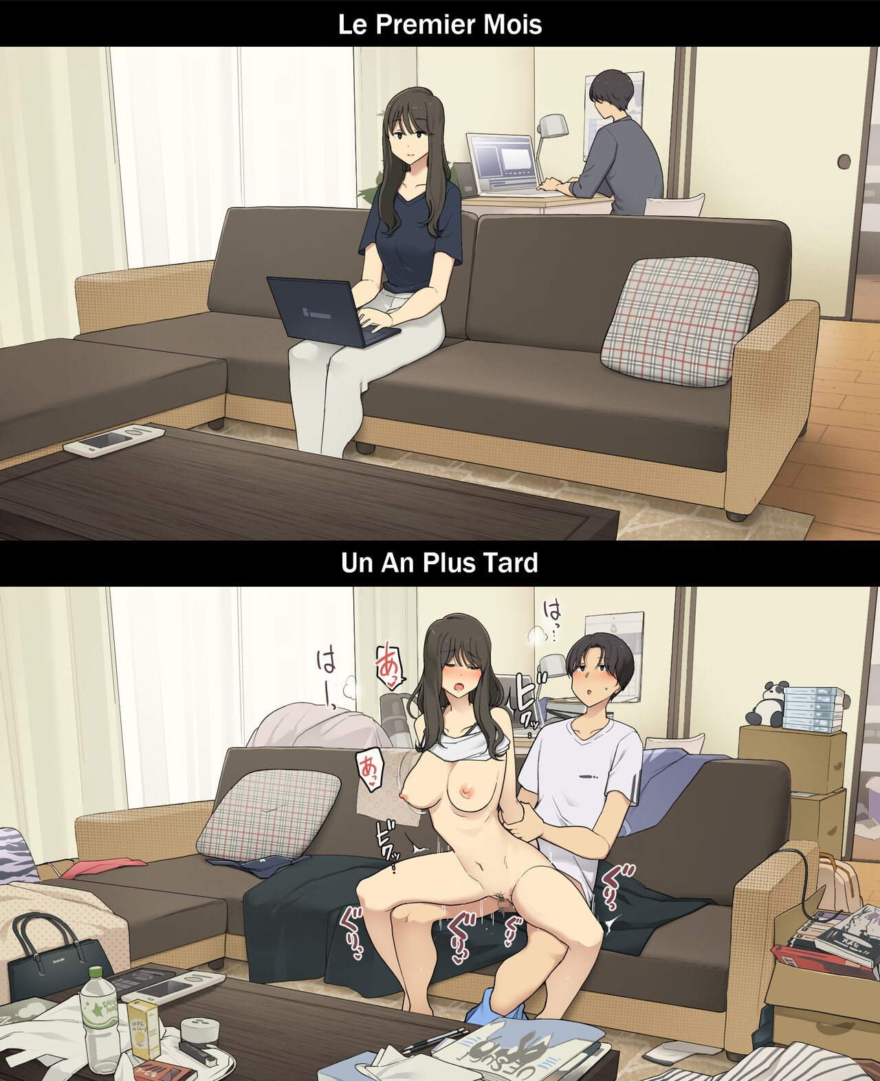 [Wakamatsu] A Day in the Life of a Couple: Their First Month Living Together vs. One Year Later | Une journée dans la vie d'un couple : Premier mois vs un an plus tard [French] [Histoire d'Hentai] 11eme image
