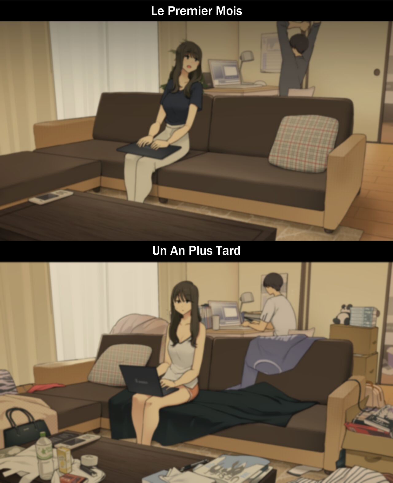 [Wakamatsu] A Day in the Life of a Couple: Their First Month Living Together vs. One Year Later | Une journée dans la vie d'un couple : Premier mois vs un an plus tard [French] [Histoire d'Hentai] 13eme image