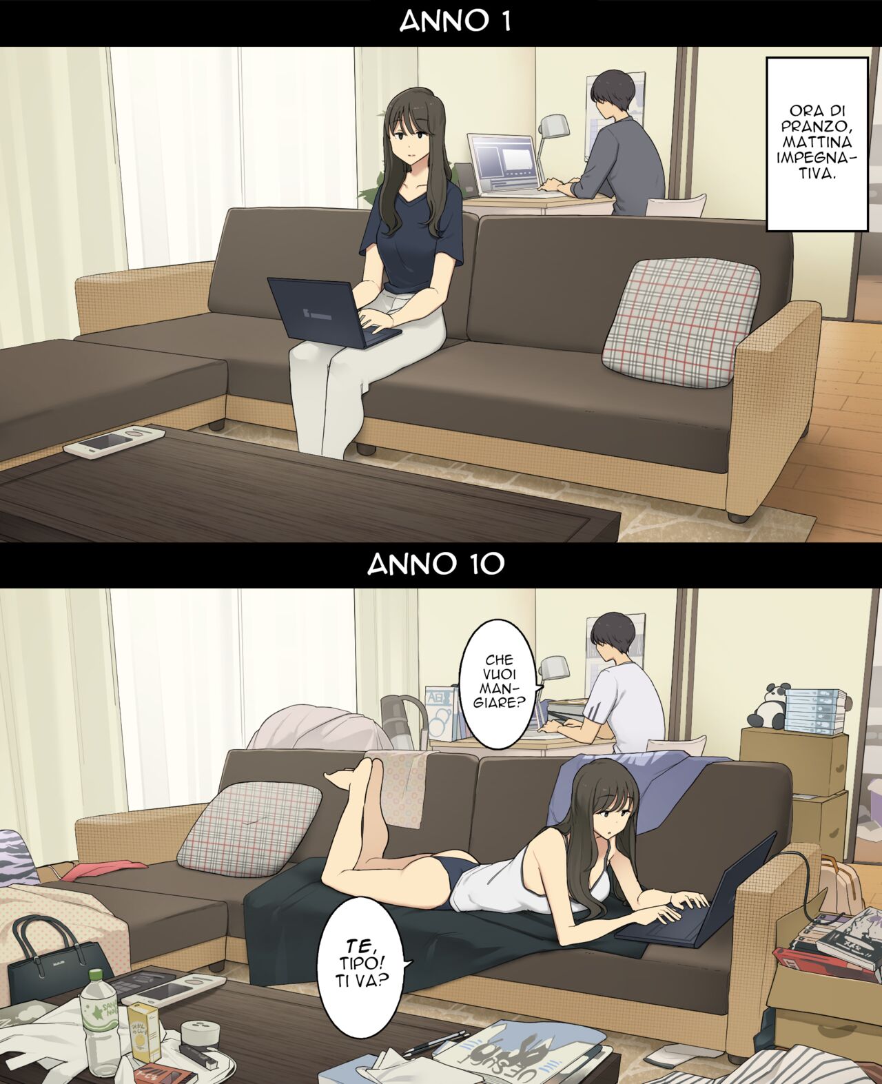 [Wakamatsu] Dousei Seikatsu Ikkagetsume to Ichinen Ato, Asaokite kara Shuushin made no Hikaku [Italian] [Rw] imagen número 4