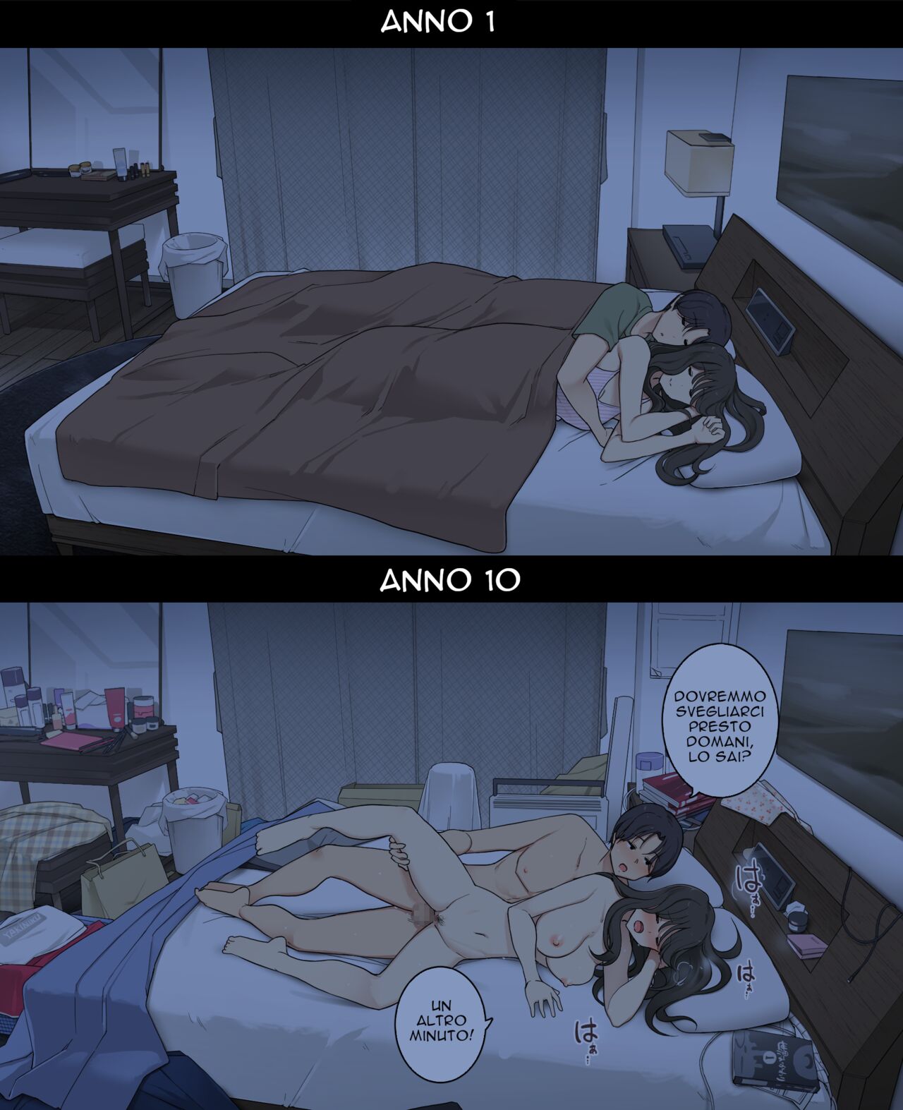 [Wakamatsu] Dousei Seikatsu Ikkagetsume to Ichinen Ato, Asaokite kara Shuushin made no Hikaku [Italian] [Rw] imagen número 14