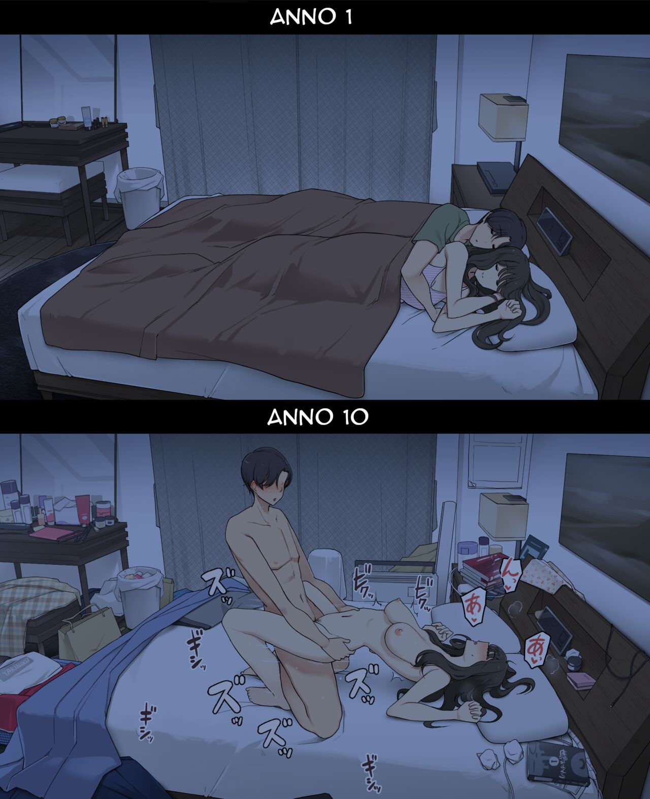 [Wakamatsu] Dousei Seikatsu Ikkagetsume to Ichinen Ato, Asaokite kara Shuushin made no Hikaku [Italian] [Rw] imagen número 15