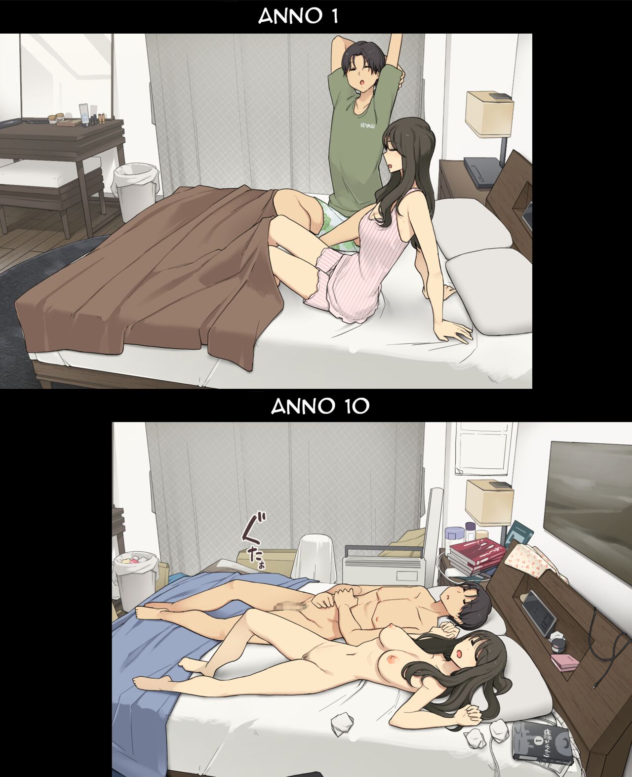 [Wakamatsu] Dousei Seikatsu Ikkagetsume to Ichinen Ato, Asaokite kara Shuushin made no Hikaku [Italian] [Rw] imagen número 16