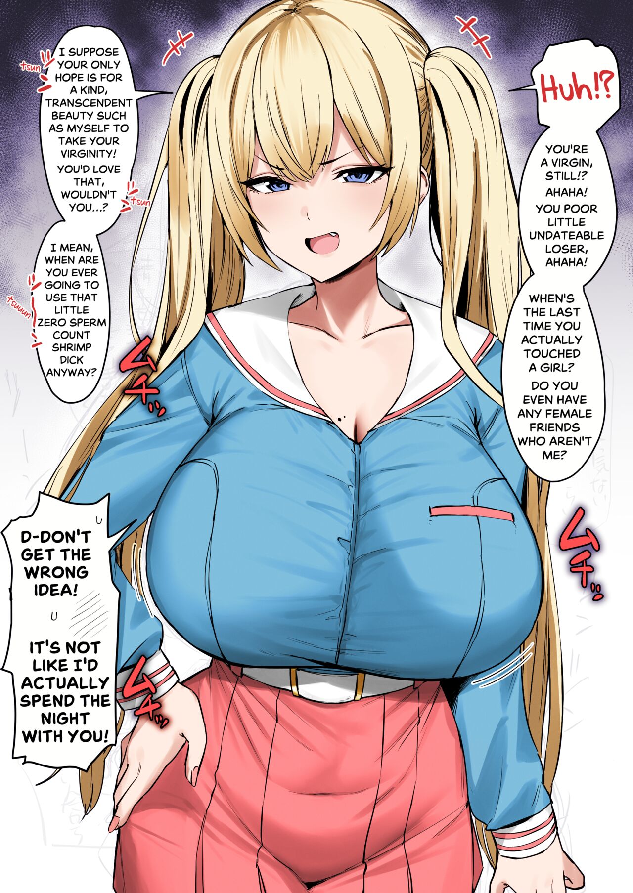 [Hotate-chan] Katte ni Doutei to Kanchigai shite kuru Kotekote no Tsundere Kinpatsu Twintail | Tsuper Tsundere Twintail Blonde Mistakes You as a Virgin [English] [SaLamiLid] [Colorized] изображение № 1