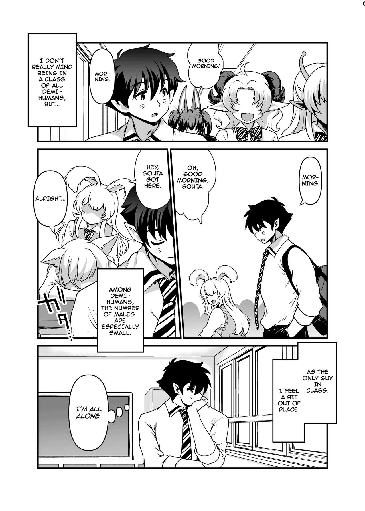 [URAN-FACTORY (URAN)] Seiyoku Ousei na Ajin Senyou Gakkyuu ni Danshi [English] [hardcase8translates] image number 8