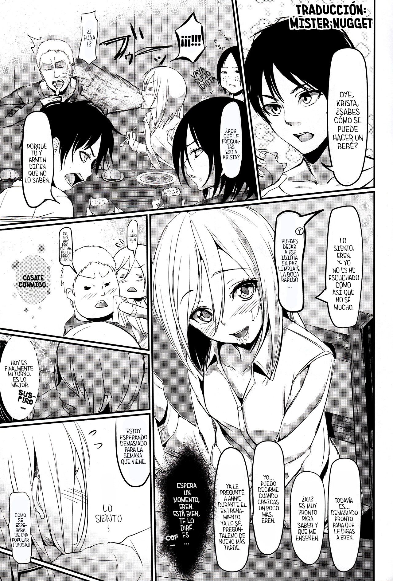 (SC60) [Kuroi Mikan no Naru Momo no Ki (Koromo)] Kitsuritsu no Kyochin (Shingeki no Kyojin) [Spanish] [Mr. Nugget] 이미지 번호 4