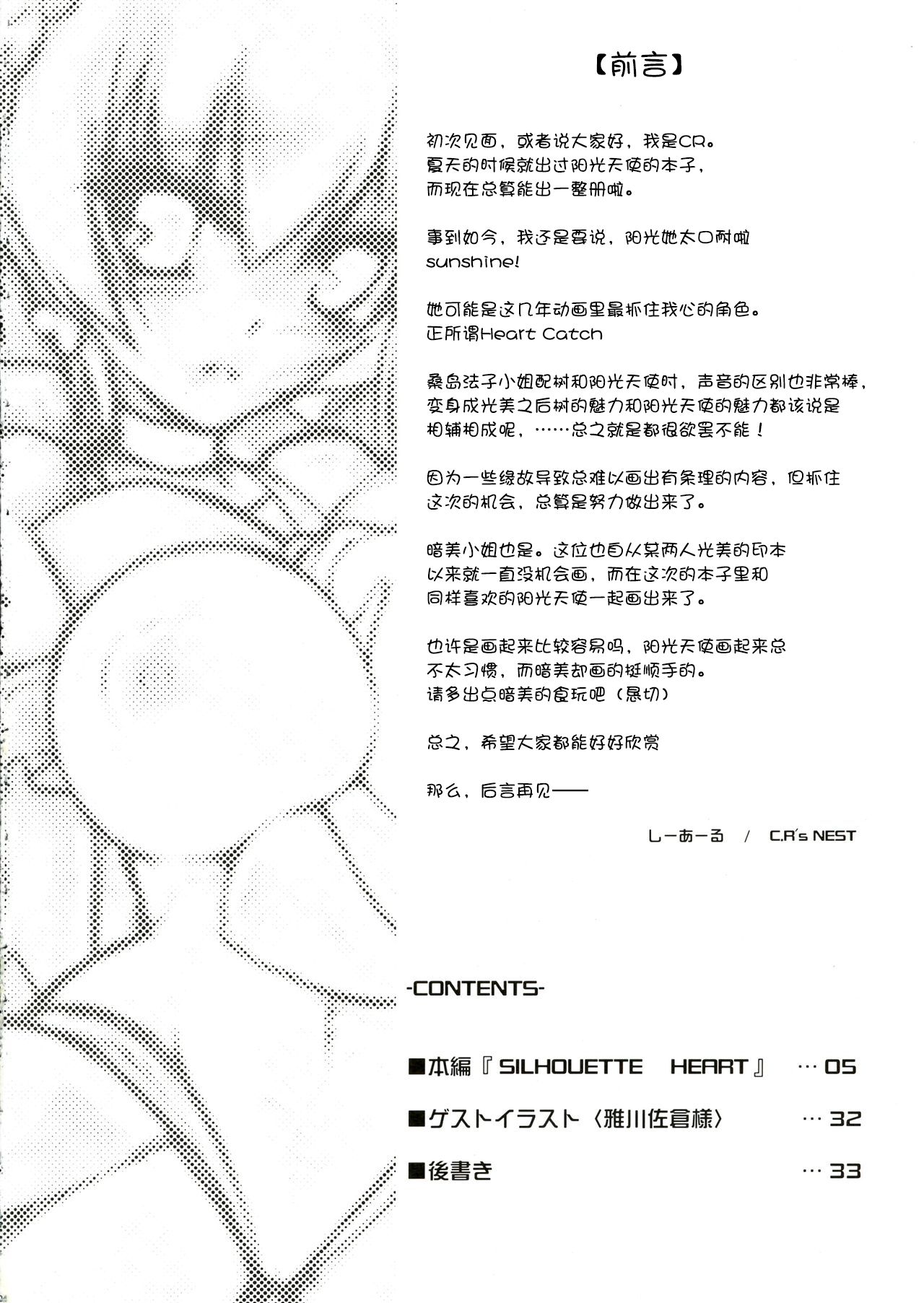 (Puniket 22) [C.R's NEST (Miyabikawa Sakura, C.R)] SILHOUETTE HEART 心的剪影 (HeartCatch Precure!)【Chinese】【个人汉化】 图片编号 4